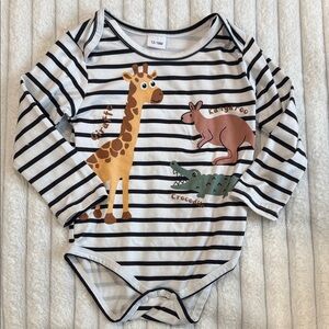 Striped Animal Print Kids One Piece